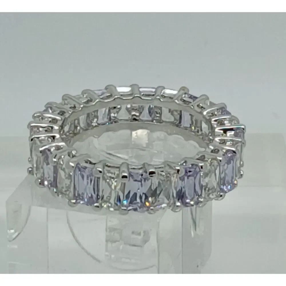 3.70CT White Gold EP Eternity Anniversary‎ Wedding Band Ring Size 9